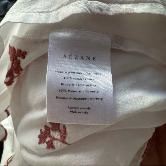 Sezane Red Embroidered White Scalloped Shirt 34 - Picture 6 of 7